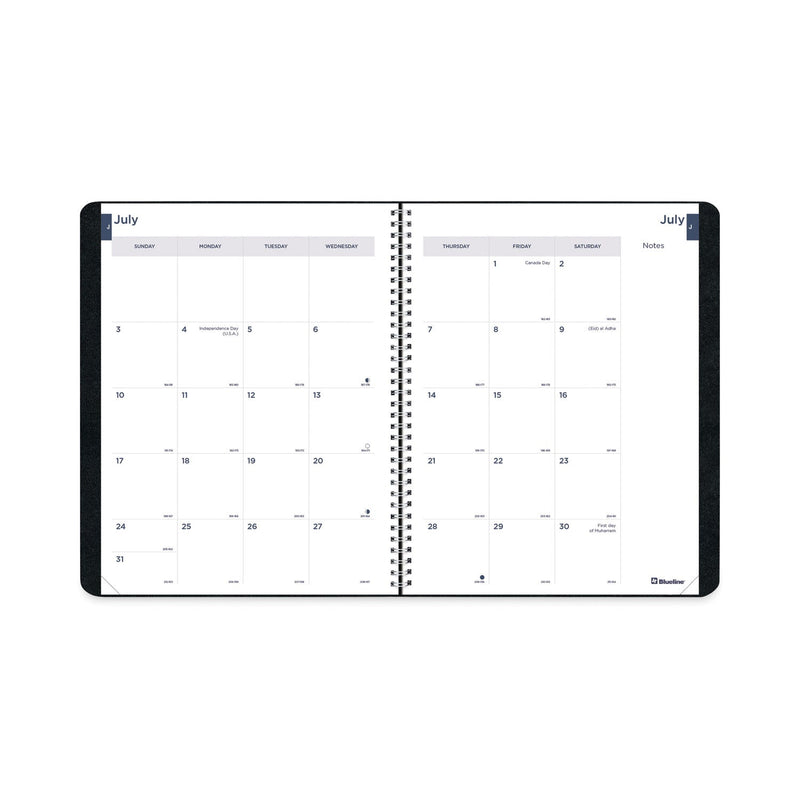 Blueline Academic Monthly Planner, 11 x 8.5, Black Cover, 14-Month (July to Aug): 2022 to 2023