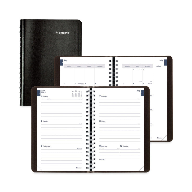 Blueline Academic Weekly/Monthly Planner, 8 x 5, Black Cover, 13-Month (Jul to Aug): 2022 to 2023
