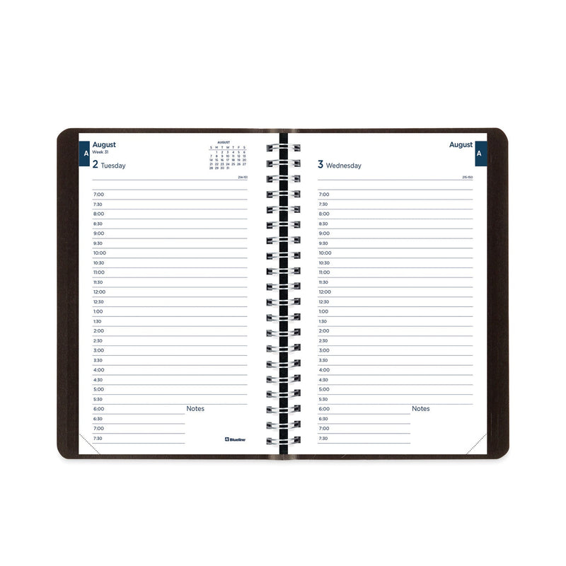Blueline Academic Daily/Monthly Planner, 8 x 5, Black Cover, 12-Month (Aug to July): 2022 to 2023