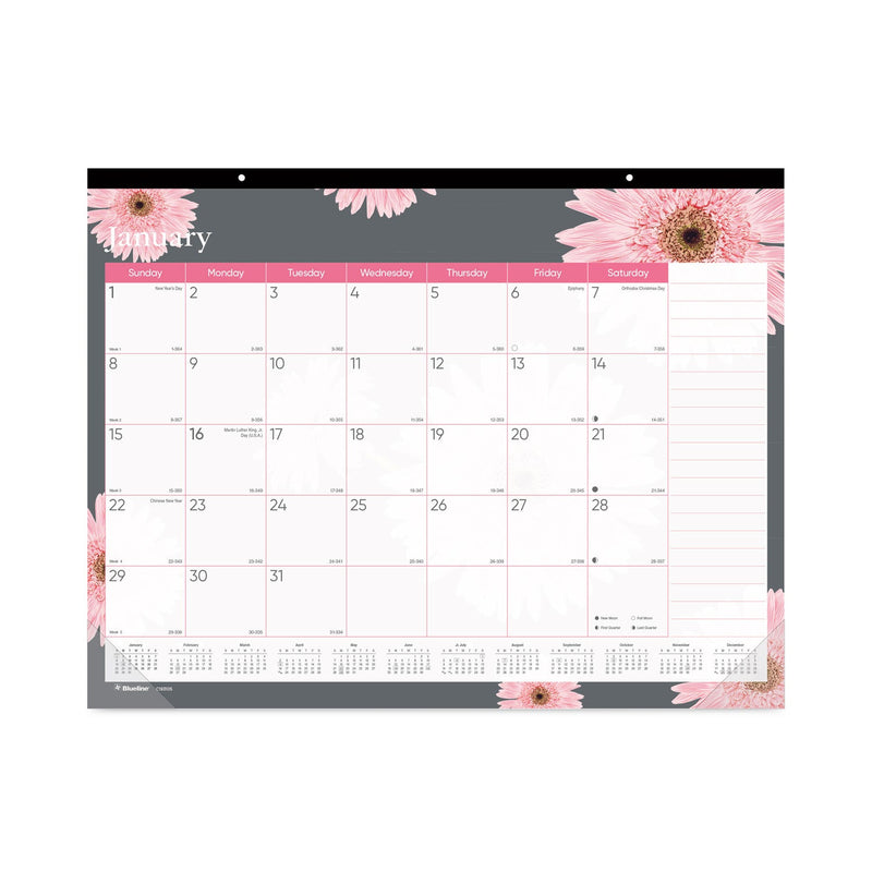 Brownline Monthly Desk Pad Calendar, 22 x 17, Pink/White Sheets, Clear Binding, Clear Corners, 12-Month (Jan to Dec): 2023