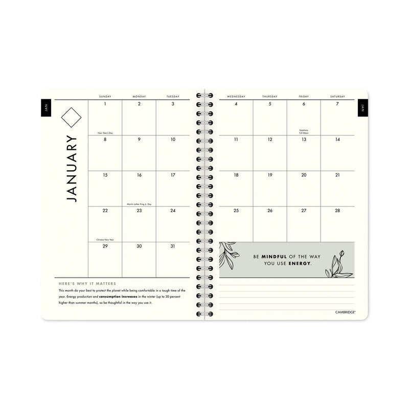 Cambridge GreenPath Weekly/Monthly Planner, GreenPath Artwork, 8.5 x 5.5, White/Green Cover, 12 Month (Jan to Jan): 2023