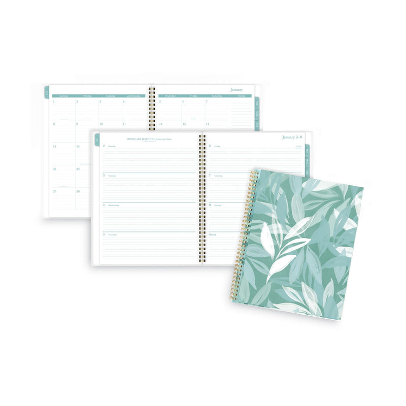 Cambridge Bali Weekly/Monthly Planner, Bali Leaf Artwork, 11 x 8.5, Green/White Cover, 12-Month (Jan to Dec): 2023