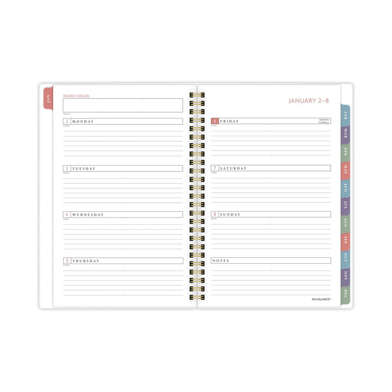 AT-A-GLANCE Badge Floral Weekly/Monthly Planner, Badge Floral Artwork, 8.5x5.5, Blue/Green/Pink Cover, 13-Month(Jan to Jan): 2023 to 2024