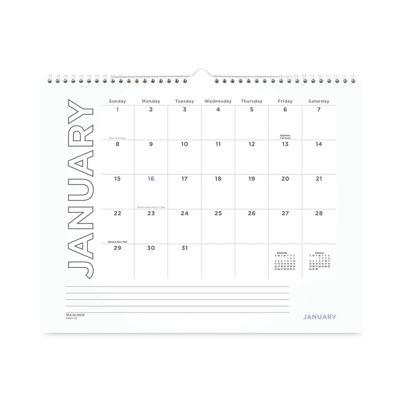 AT-A-GLANCE Modern Core Wall Calendar, Modern Artwork, 15 x 12, White/Black Sheets, 12-Month (Jan to Dec): 2023