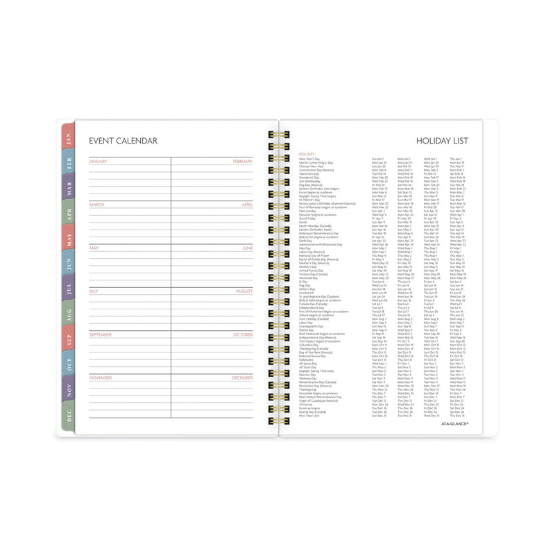 AT-A-GLANCE Badge Floral Weekly/Monthly Planner, Badge Floral Artwork, 8.5x5.5, Blue/Green/Pink Cover, 13-Month(Jan to Jan): 2023 to 2024
