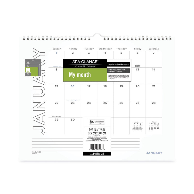 AT-A-GLANCE Modern Core Wall Calendar, Modern Artwork, 15 x 12, White/Black Sheets, 12-Month (Jan to Dec): 2023