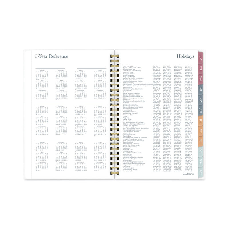 Cambridge Blake Weekly/Monthly Planner, Blake Bold Stripe Artwork, 8.5 x 5.5, Cream/Blue/Brown Cover, 12-Month (Jan to Dec): 2023