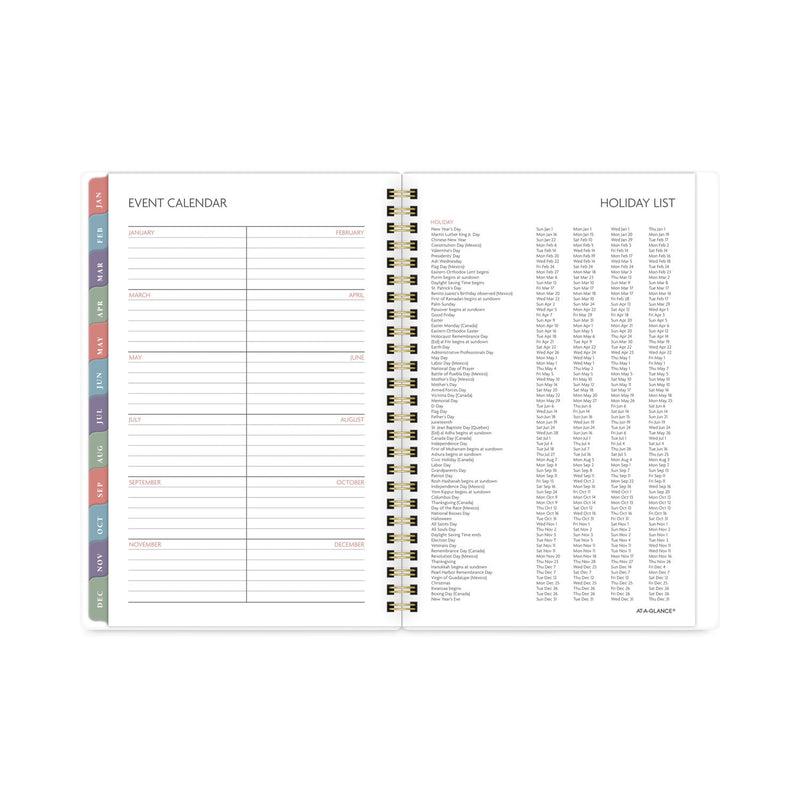 AT-A-GLANCE Badge Hand Drawn Geo Weekly/Monthly Planner, Badge Geo Artwork, 8.5x5.5, Blue/White Cover, 13-Month(Jan to Jan): 2023 to 2024