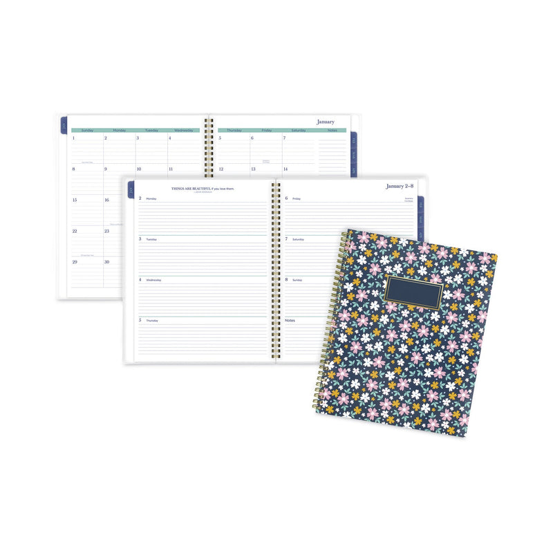 Cambridge Precious Weekly/Monthly Planner, Precious Floral Artwork, 11 x 8.5, Blue/Green/Pink Cover, 12-Month (Jan to Dec): 2023