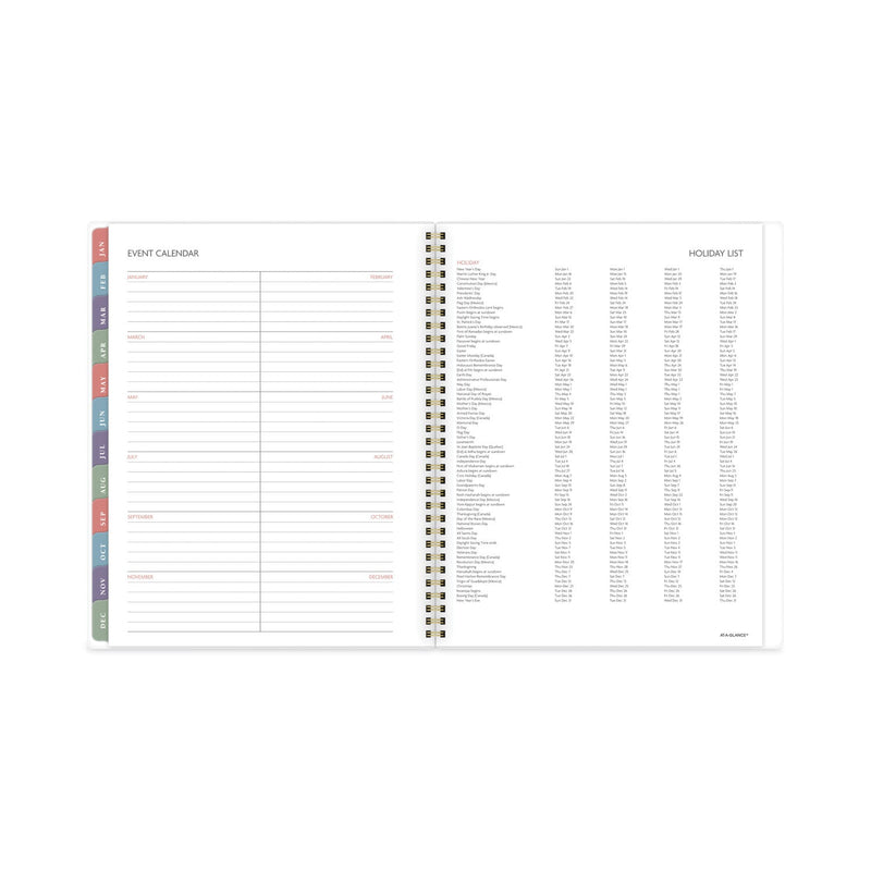 AT-A-GLANCE Badge Floral Weekly/Monthly Planner, Badge Floral Artwork, 11x8.5, Blue/Green/Pink Cover, 13-Month(Jan to Jan): 2023 to 2024