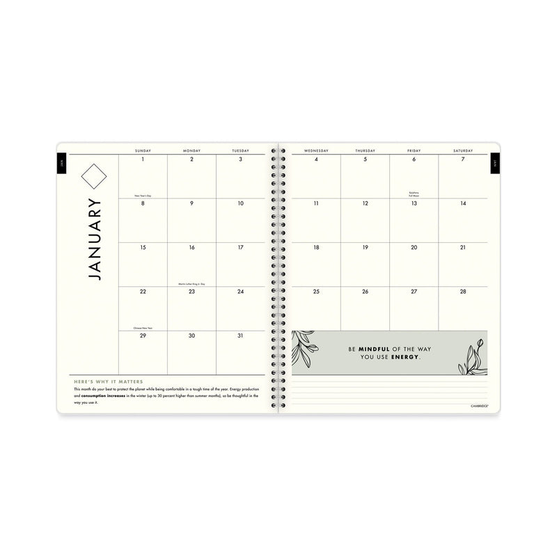 Cambridge GreenPath Weekly/Monthly Planner, GreenPath Artwork, 11 x 8.5, White/Green Cover,12 Month (Jan to Jan): 2023