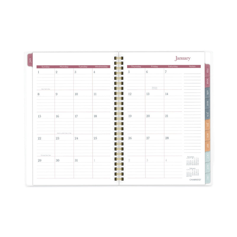 Cambridge Blake Weekly/Monthly Planner, Blake Bold Stripe Artwork, 8.5 x 5.5, Cream/Blue/Brown Cover, 12-Month (Jan to Dec): 2023