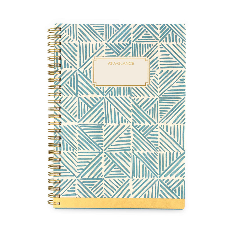 AT-A-GLANCE Badge Hand Drawn Geo Weekly/Monthly Planner, Badge Geo Artwork, 8.5x5.5, Blue/White Cover, 13-Month(Jan to Jan): 2023 to 2024