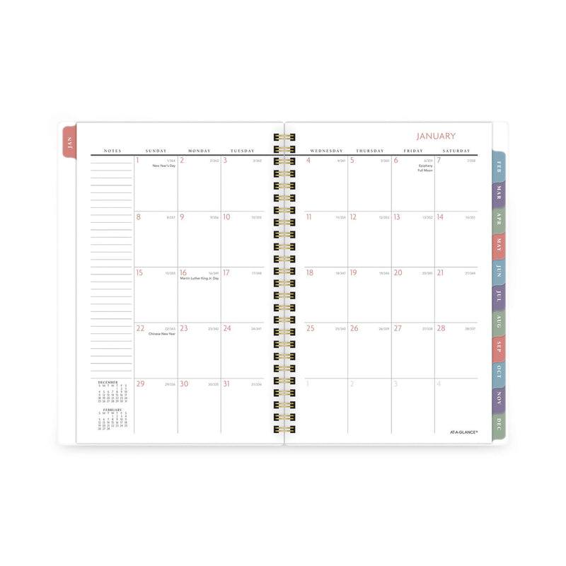 AT-A-GLANCE Badge Hand Drawn Geo Weekly/Monthly Planner, Badge Geo Artwork, 8.5x5.5, Blue/White Cover, 13-Month(Jan to Jan): 2023 to 2024