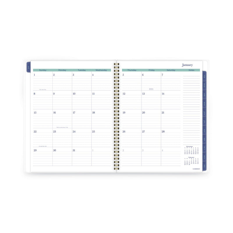 Cambridge Precious Weekly/Monthly Planner, Precious Floral Artwork, 11 x 8.5, Blue/Green/Pink Cover, 12-Month (Jan to Dec): 2023