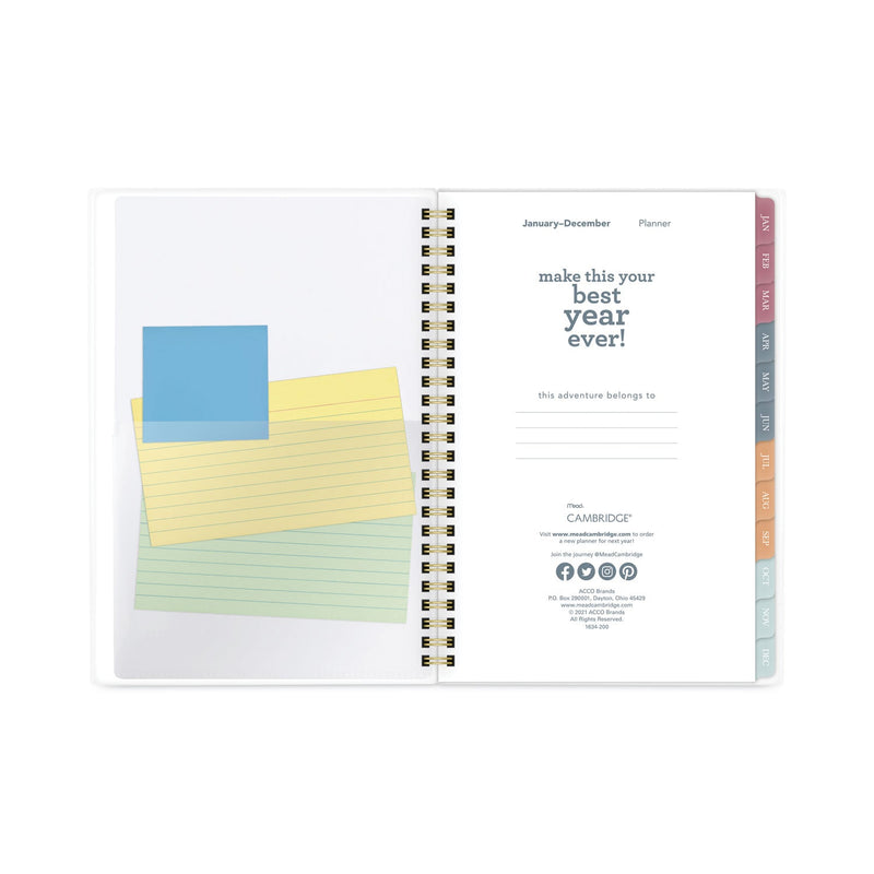 Cambridge Blake Weekly/Monthly Planner, Blake Bold Stripe Artwork, 8.5 x 5.5, Cream/Blue/Brown Cover, 12-Month (Jan to Dec): 2023