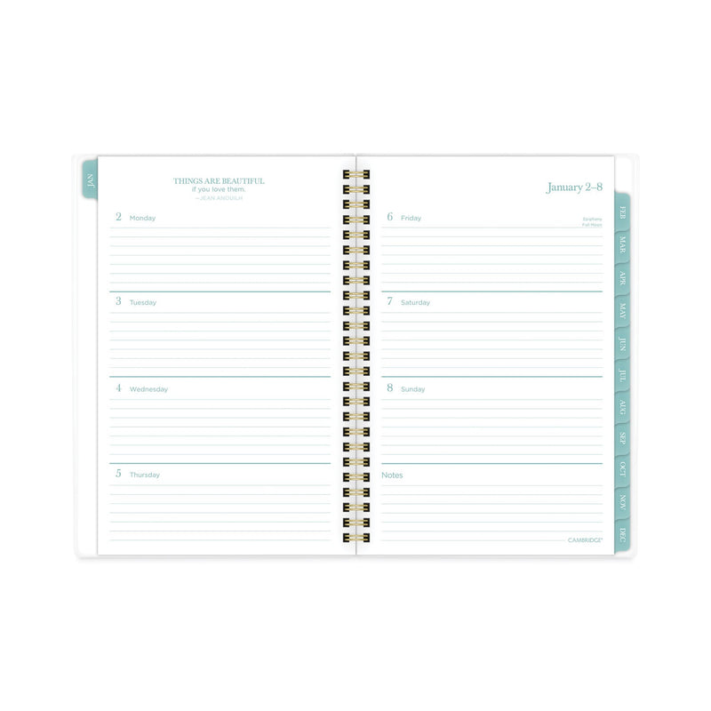 Cambridge Bali Weekly/Monthly Planner, Bali Leaf Artwork, 8.5 x 5.5, Green/White Cover, 12-Month (Jan to Dec): 2023