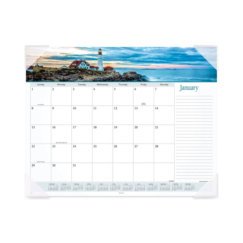 AT-A-GLANCE Landscape Panoramic Desk Pad, Landscapes Photography, 22 x 17, White Sheets, Clear Corners, 12-Month (Jan-Dec): 2023