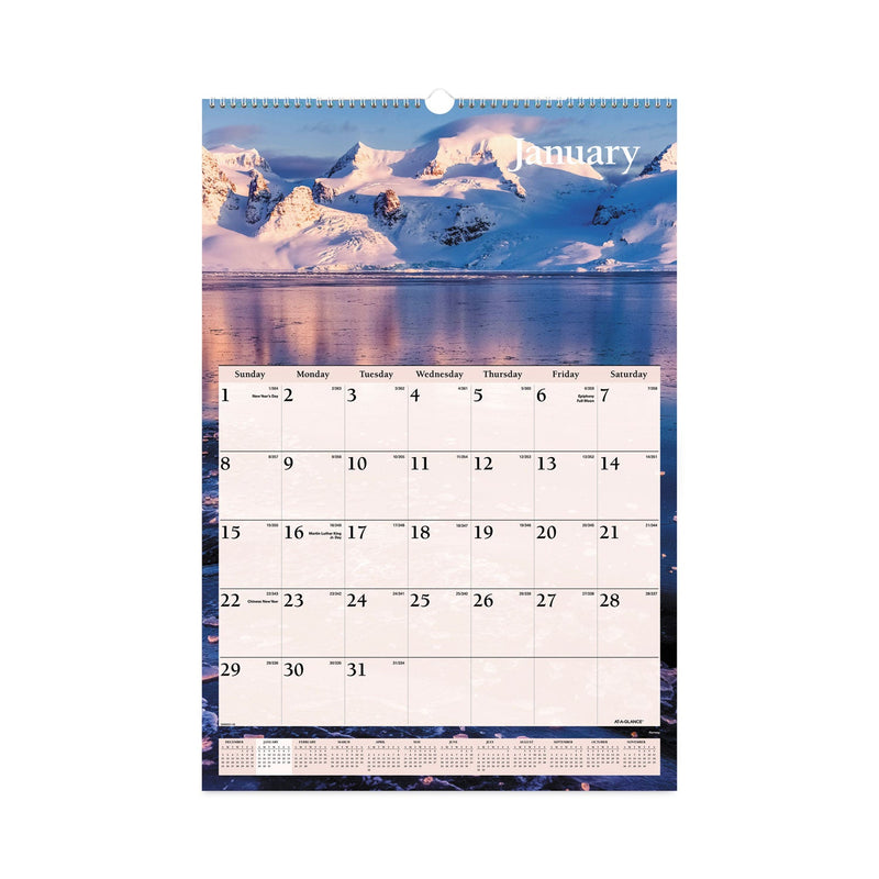 AT-A-GLANCE Scenic Monthly Wall Calendar, Scenic Landscape Photography, 15.5 x 22.75, White/Multicolor Sheets, 12-Month (Jan-Dec): 2023