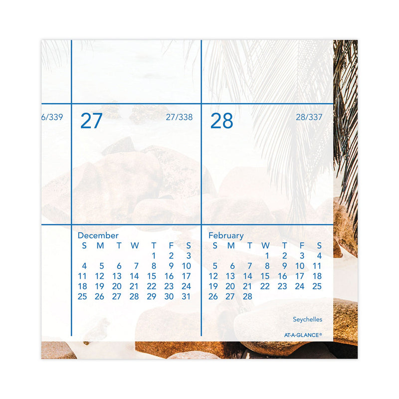 AT-A-GLANCE Tropical Escape Wall Calendar, Tropical Escape Photography, 15 x 12, Pale Blue/Multicolor Sheets, 12-Month (Jan to Dec): 2023