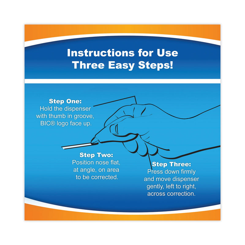 BIC Wite-Out EZ Correct Correction Tape, Non-Refillable, Blue/Yellow Applicators, 0.17" x 400", 4/Pack