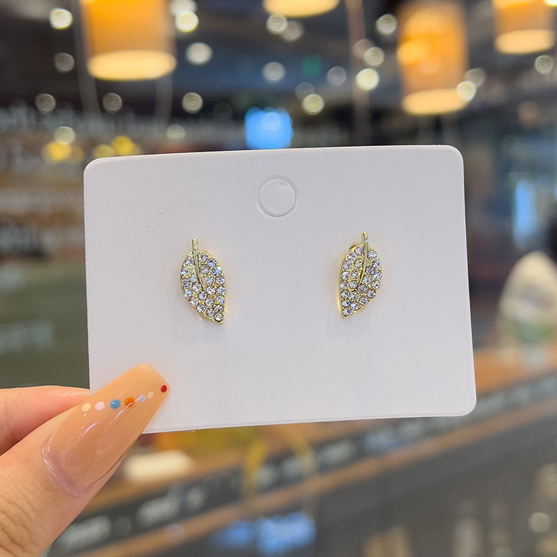 Crystal Rhinestone Leaf Earrings
