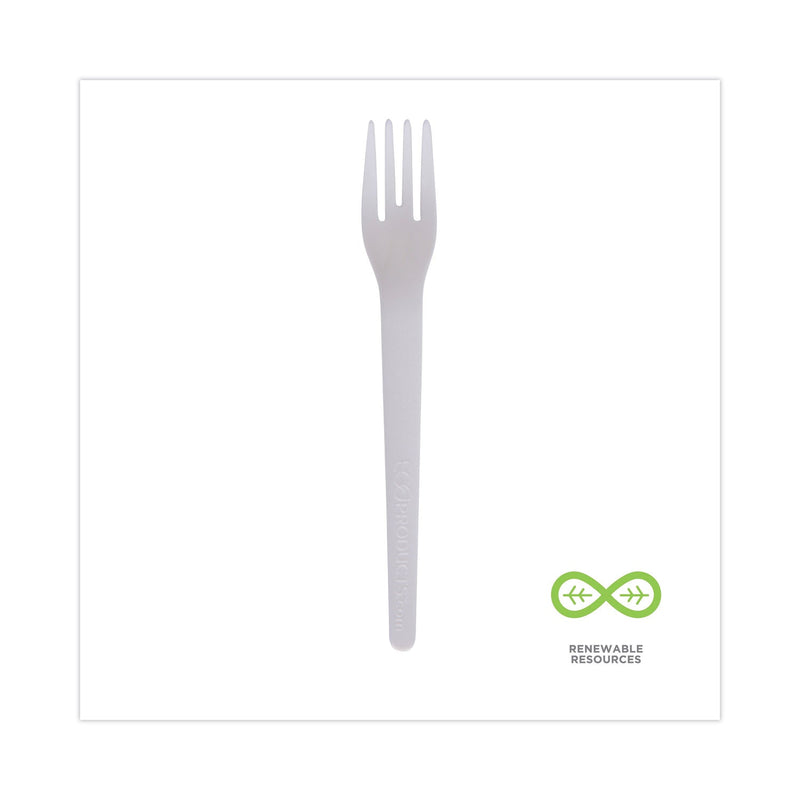 Eco-Products Plantware Compostable Cutlery, Fork, 6", Pearl White, 50/Pack, 20 Pack/Carton