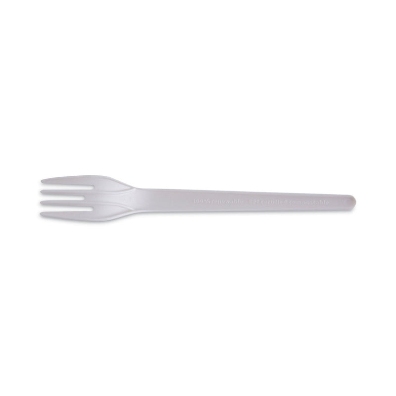 Eco-Products Plantware Compostable Cutlery, Fork, 6", Pearl White, 50/Pack, 20 Pack/Carton