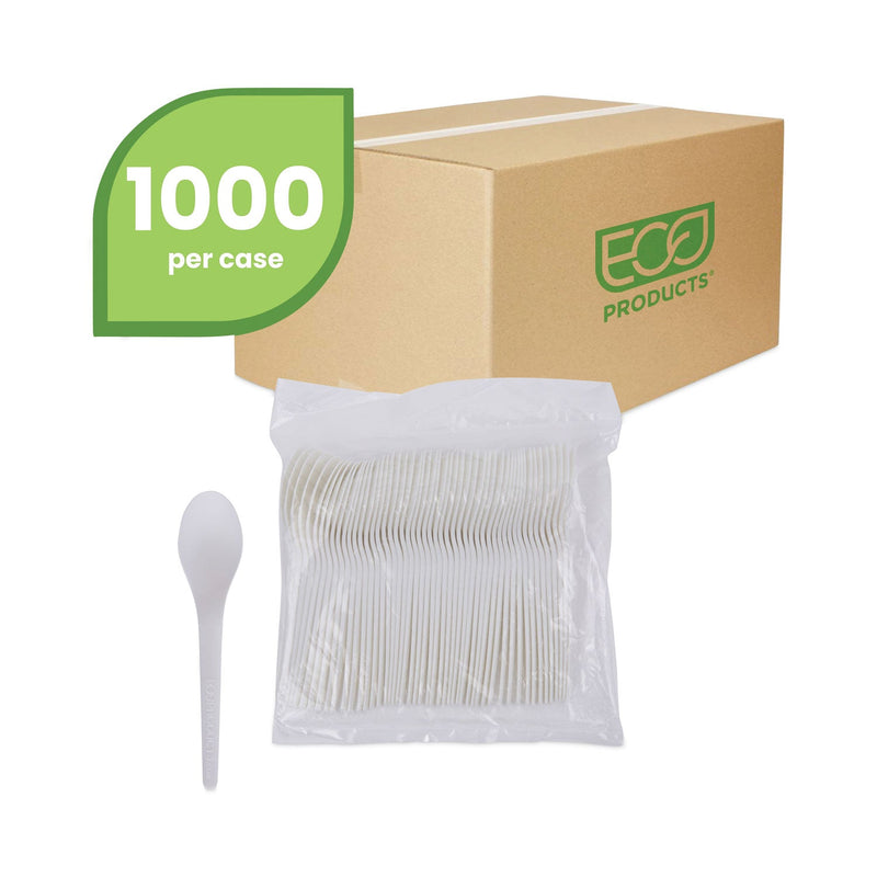 Eco-Products Plantware Compostable Cutlery, Spoon, 6", Pearl White, 50/Pack, 20 Pack/Carton