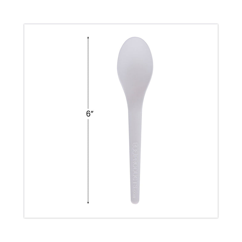 Eco-Products Plantware Compostable Cutlery, Spoon, 6", Pearl White, 50/Pack, 20 Pack/Carton