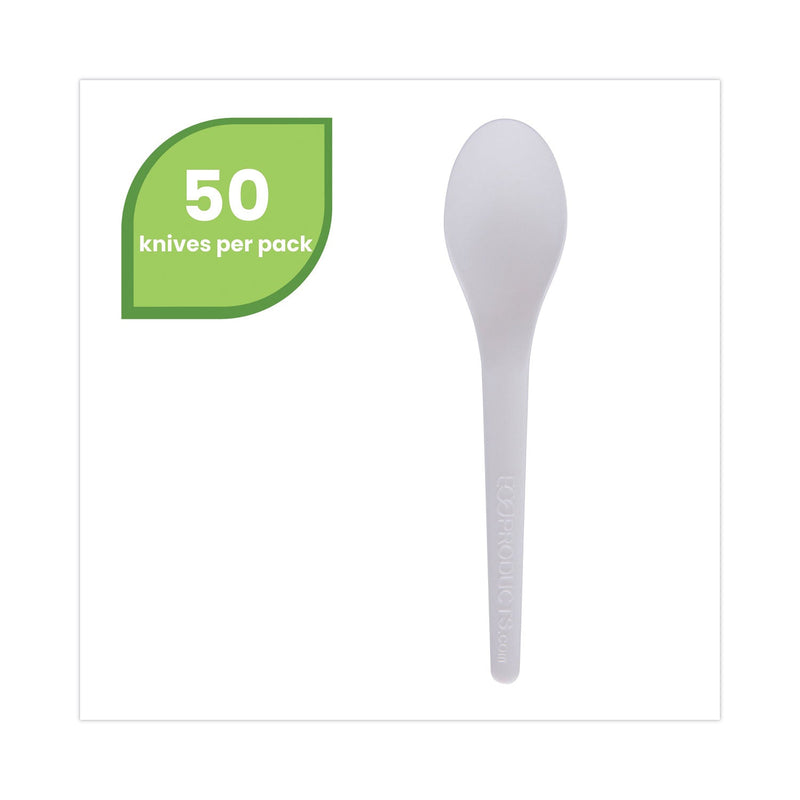 Eco-Products Plantware Compostable Cutlery, Spoon, 6", Pearl White, 50/Pack, 20 Pack/Carton