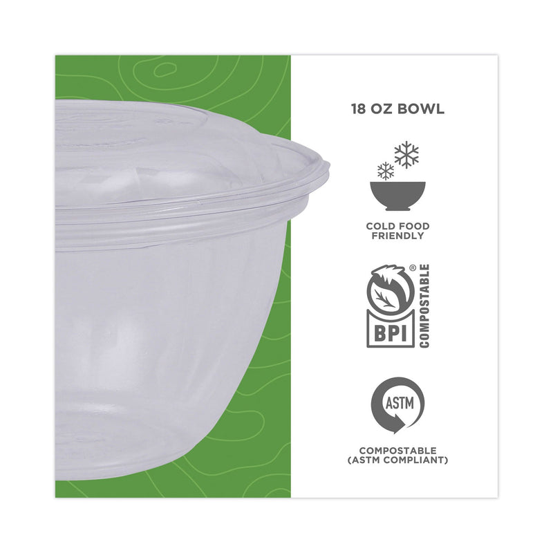 Eco-Products Renewable and Compostable Containers, 18 oz, 5.5" Diameter x 2.3"h, Clear, Plastic, 150/Carton