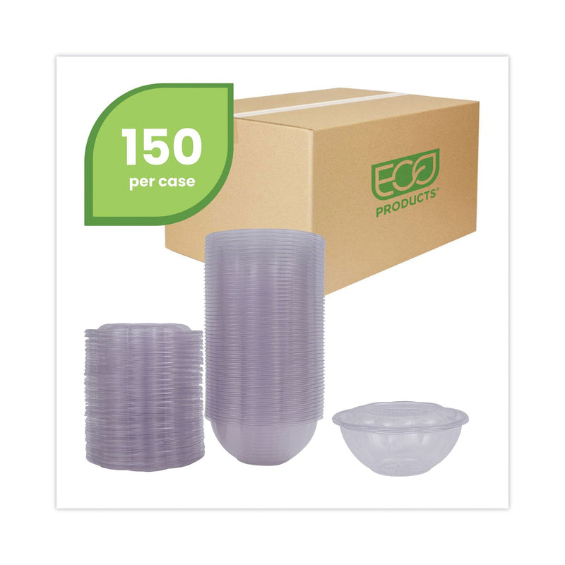 Eco-Products Renewable and Compostable Salad Bowls with Lids, 24 oz, Clear, Plastic, 50/Pack, 3 Packs/Carton