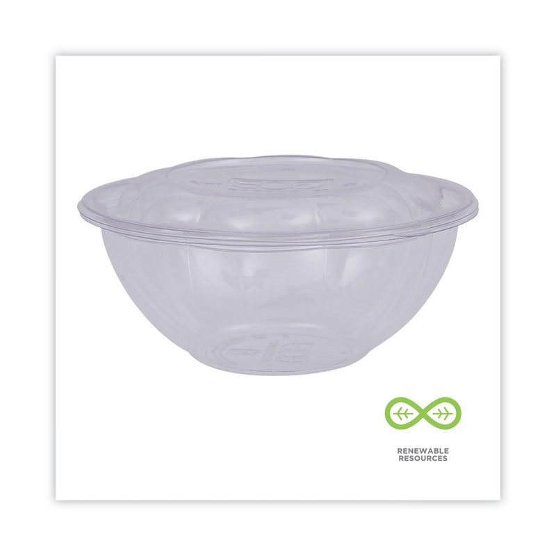 Eco-Products Renewable and Compostable Salad Bowls with Lids, 24 oz, Clear, Plastic, 50/Pack, 3 Packs/Carton