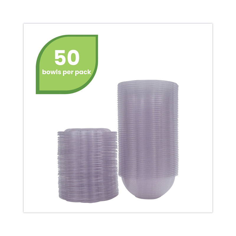 Eco-Products Renewable and Compostable Salad Bowls with Lids, 24 oz, Clear, Plastic, 50/Pack, 3 Packs/Carton