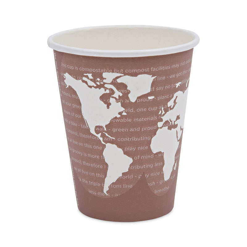 Eco-Products World Art Renewable and Compostable Hot Cups, 8 oz, Plum, 50/Pack