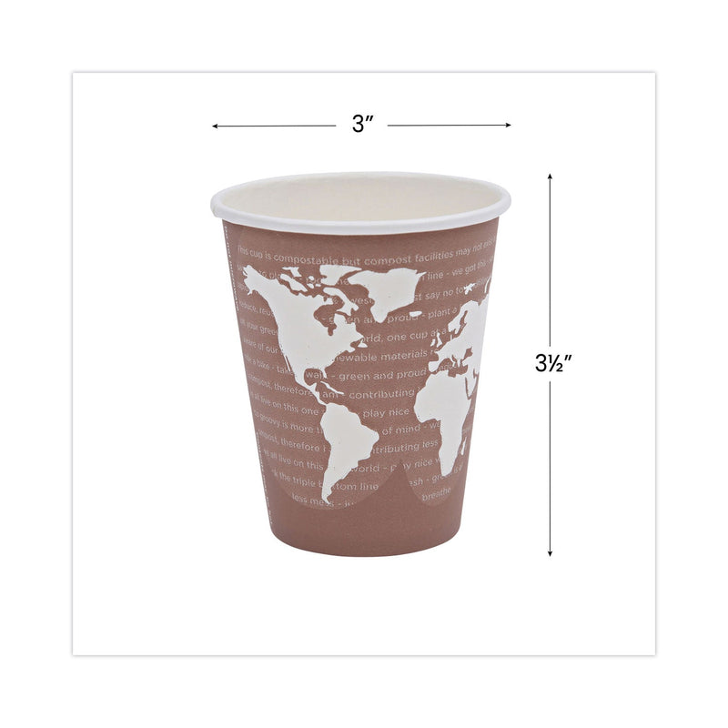 Eco-Products World Art Renewable and Compostable Hot Cups, 8 oz, Plum, 50/Pack