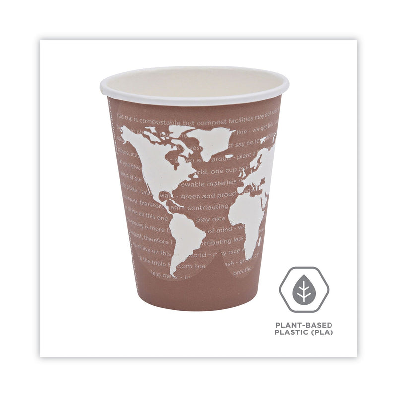 Eco-Products World Art Renewable and Compostable Hot Cups, 8 oz, Plum, 50/Pack