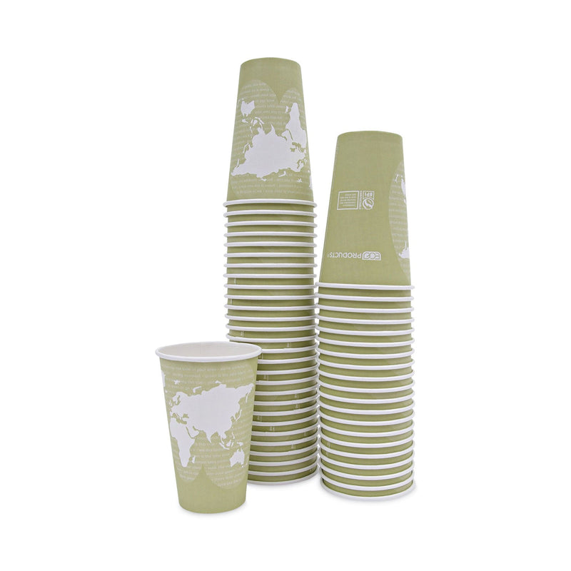 Eco-Products World Art Renewable and Compostable Hot Cups, 16 oz, 50/Pack, 20 Packs/Carton