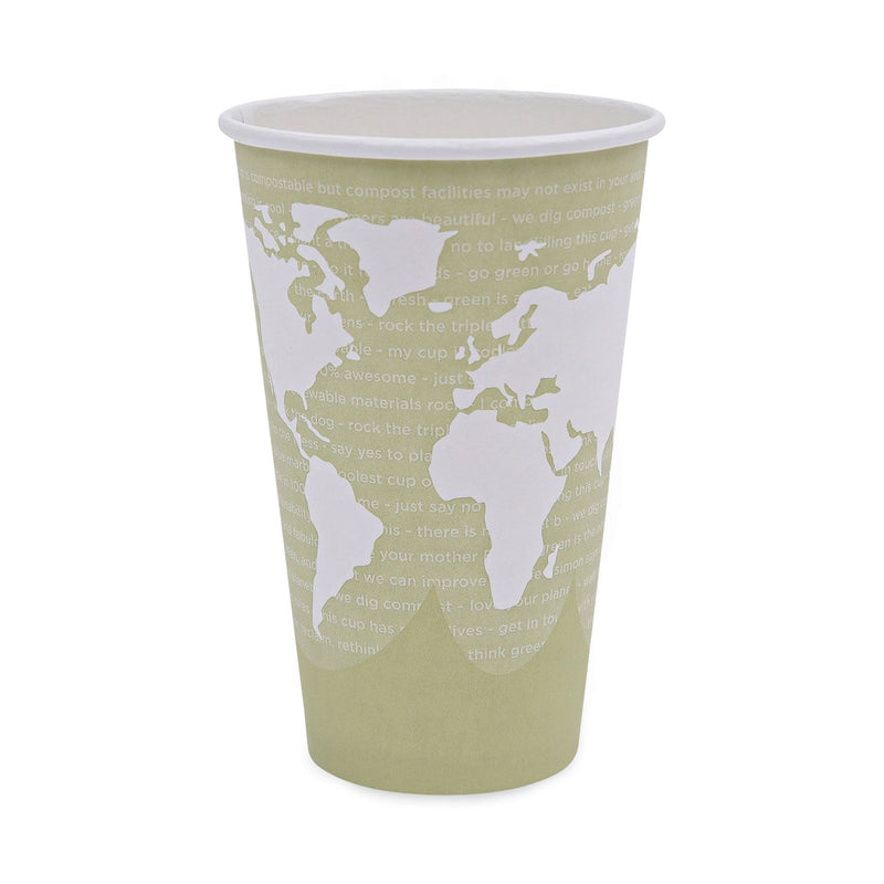 Eco-Products World Art Renewable and Compostable Hot Cups, 16 oz, Moss, 50/Pack