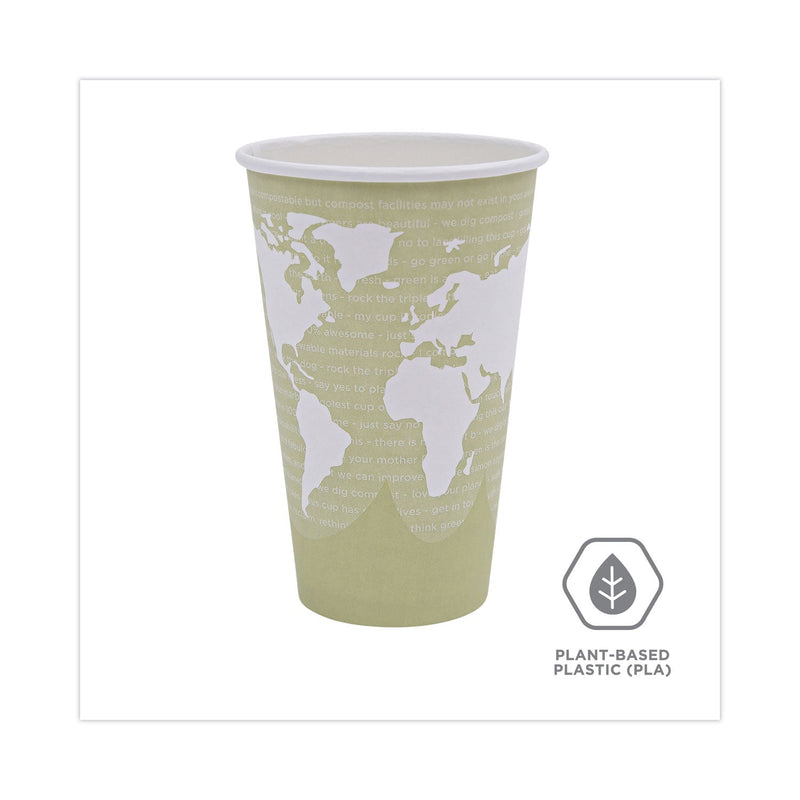 Eco-Products World Art Renewable and Compostable Hot Cups, 16 oz, Moss, 50/Pack