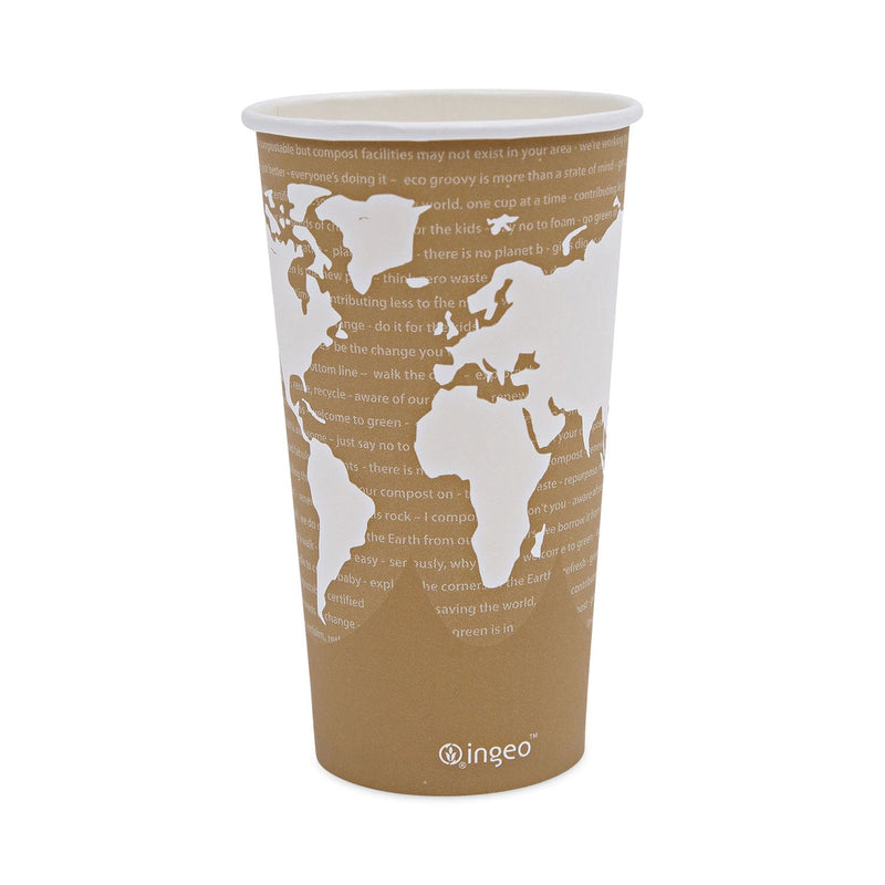 Eco-Products World Art Renewable and Compostable Hot Cups, 20 oz, 50/Pack, 20 Packs/Carton