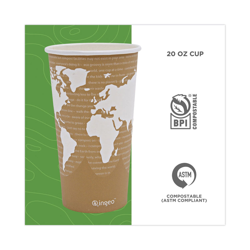 Eco-Products World Art Renewable and Compostable Hot Cups, 20 oz, 50/Pack, 20 Packs/Carton