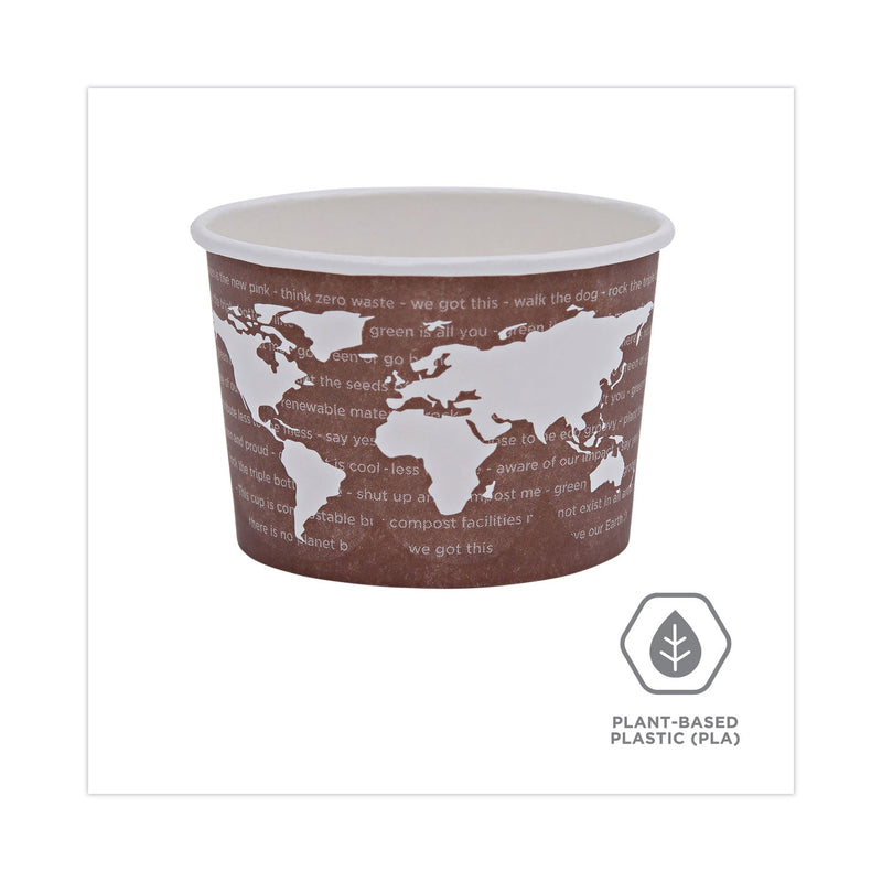 Eco-Products World Art Renewable and Compostable Food Container, 8 oz, 3.04 Diameter x 2.3 h, Brown, Paper, 50/Pack, 20 Packs/Carton