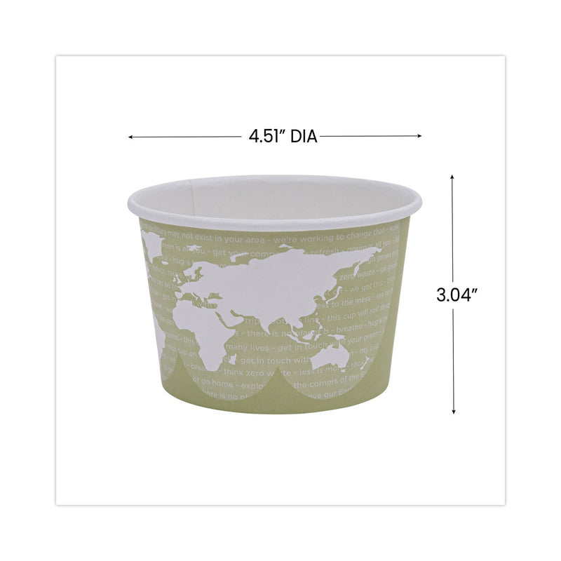 Eco-Products World Art Renewable and Compostable Food Container, 16 oz, 4.05 Diameter x 3 h, Seafoam, Paper, 25/Pack, 20 Packs/Carton