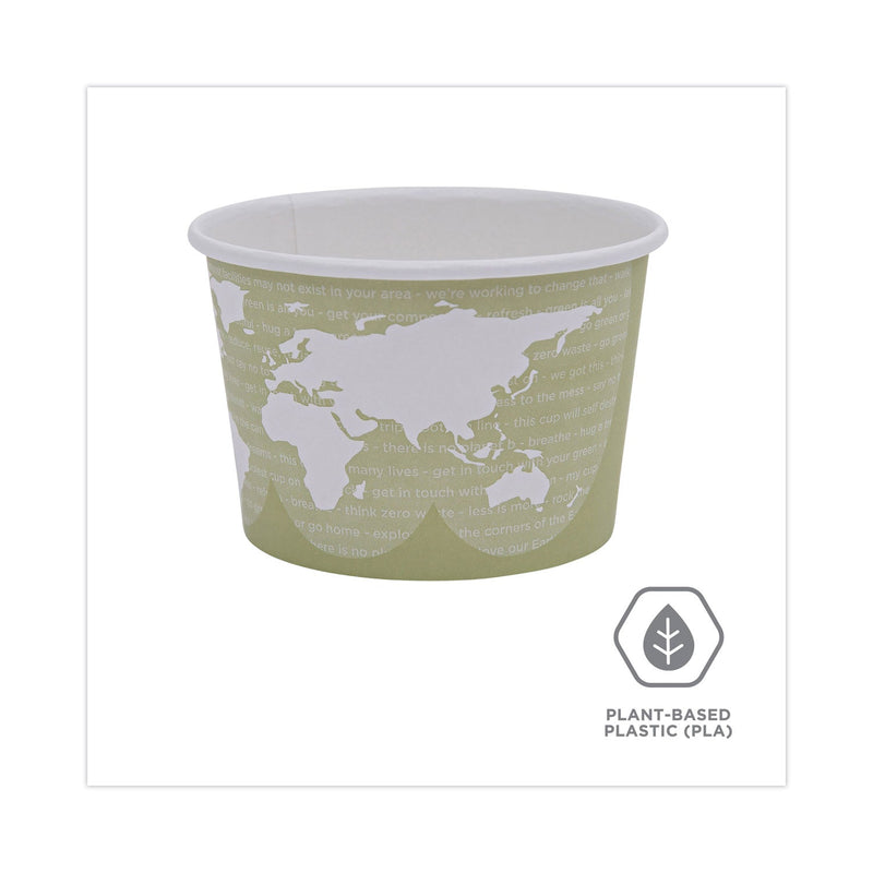 Eco-Products World Art Renewable and Compostable Food Container, 16 oz, 4.05 Diameter x 3 h, Seafoam, Paper, 25/Pack, 20 Packs/Carton