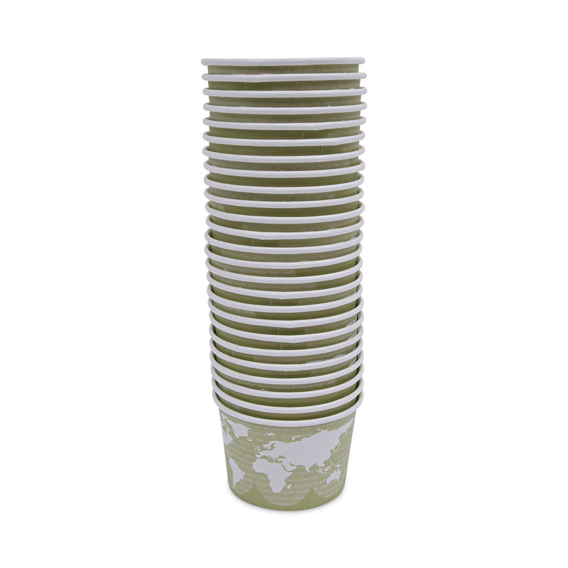 Eco-Products World Art Renewable and Compostable Food Container, 16 oz, 4.05 Diameter x 3 h, Seafoam, Paper, 25/Pack, 20 Packs/Carton