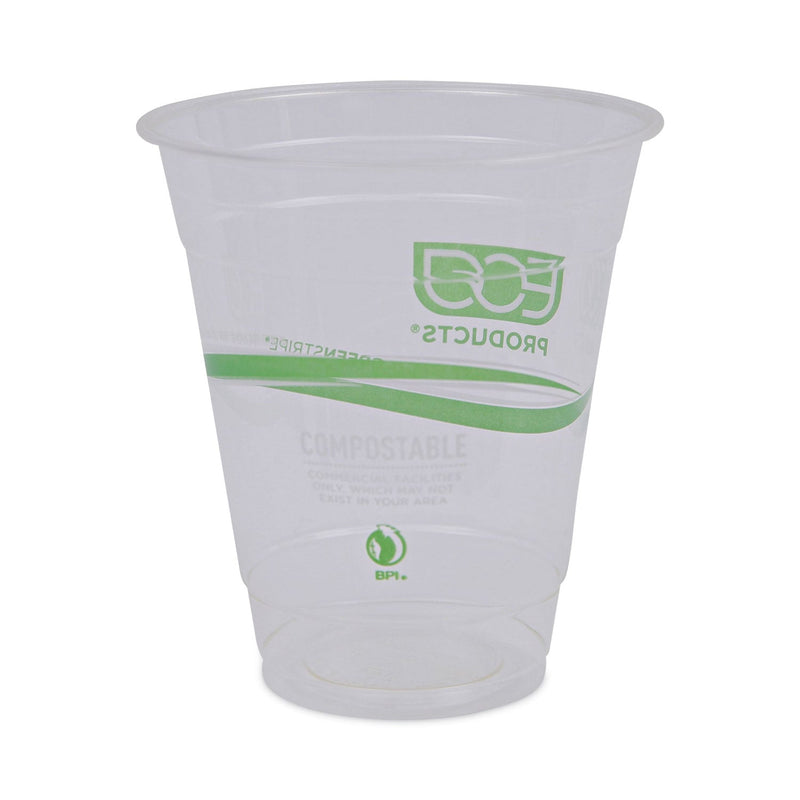 Eco-Products GreenStripe Renewable and Compostable Cold Cups, 12 oz, Clear, 50/Pack, 20 Packs/Carton