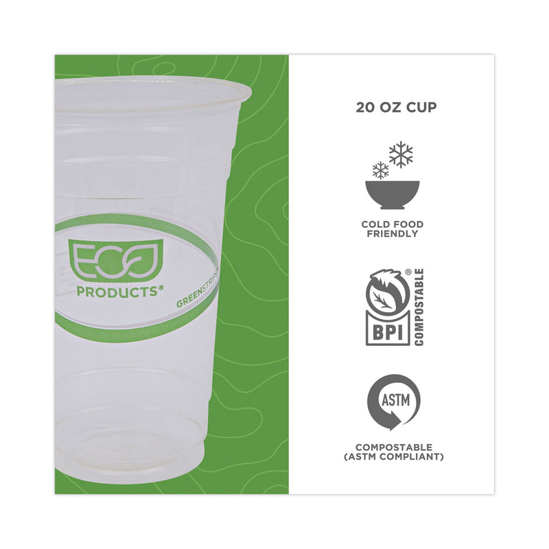 Eco-Products GreenStripe Renewable and Compostable Cold Cups, 20 oz, Clear, 50/Pack, 20 Packs/Carton