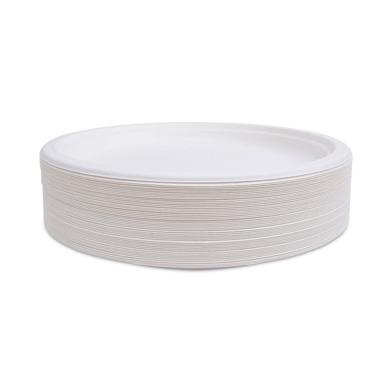 Eco-Products Renewable and Compostable Sugarcane Dinnerware, Plate, 10" dia, Natural White, 50/Pack
